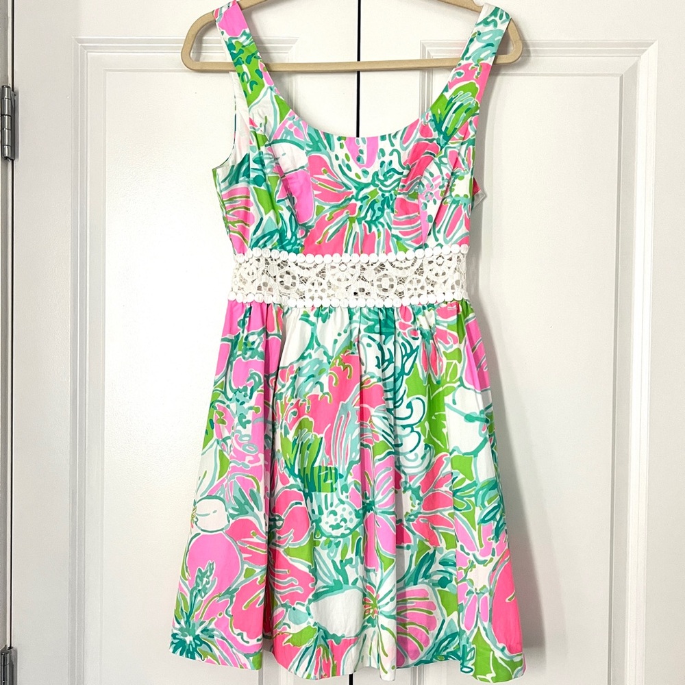 Lilly Pulitzer Rosemarie Dress Women’s Size 2 Flamingo Don’t Give a Cluck Pink